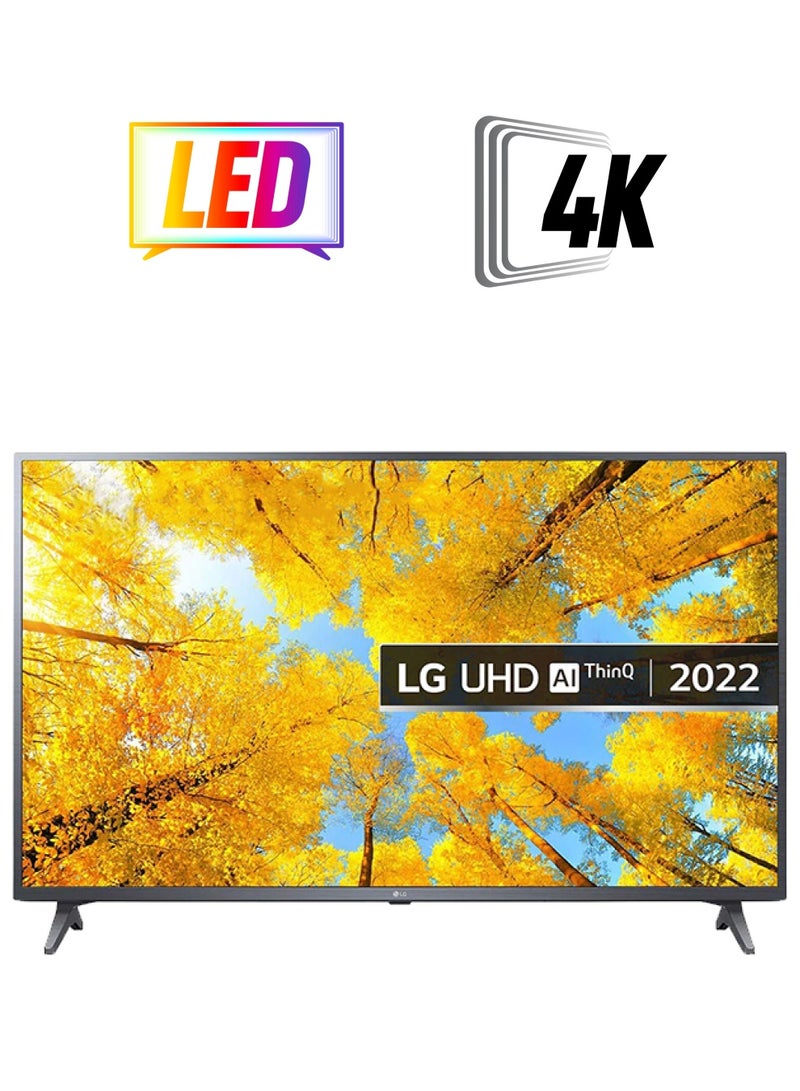 إل جي تلفزيون UHD 4K مقاس 55 بوصة من سلسلة UQ7500، تصميم شاشة سينمائية 4K Active HDR Webos Smart Ai Thinq 55UQ75006LG أسود 55UQ75006LG أسود  - Image 1
