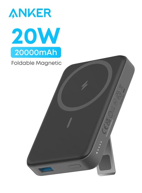 633 Magnetic Power Bank (MagGo), 10,000mAh Foldable Magnetic Wireless Portable Charger, 20W USB-C Power Delivery for iPhone 16/16 Pro / 16 Pro Max, iPhone 15/14/13/12 Series Black