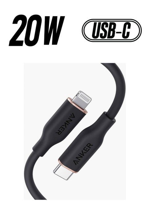 كابل باور لاين III فلو من منفذ  USB-C إلى منفذ لايتنينج (3 أقدام/0.9 متر) أسود