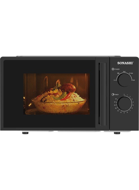 20L Microwave Oven - 245Mm Turntable Glass Tray With Defrost Setting | Manual Control Oven With Pull Handle Door And 6 Power Levels 20 L 700 W SMO-920 Black