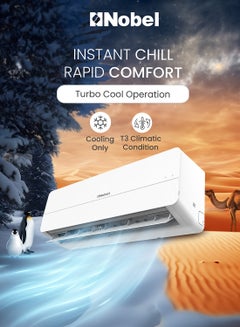 Nobel 1.5 Ton Rotary Split AC, Energy Efficient Cooling Air Conditioner with T3 Tropical Rotary Compressor, R410A Gas, 4-Way Swing, 18000 BTU AC, Gold Fin Technology, Auto Restart, Best For Small Room And Office 1.5 TON, One year Warranty NSAC18T White  - Image 3