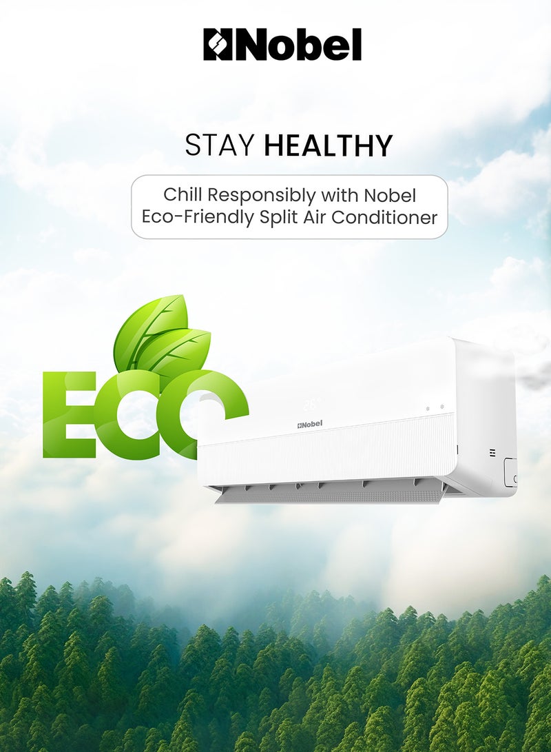 Nobel - 1.5 Ton Rotary Split AC, Energy Efficient Cooling Air Conditioner with T3 Tropical Rotary Compressor, R410A Gas, 4-Way Swing, 18000 BTU AC, Gold Fin Technology, Auto Restart, Best For Small Room And Office 1.5 TON, One year Warranty NSAC18T White - Image 1