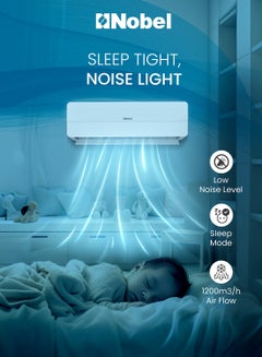Nobel 1.5 Ton Rotary Split AC, Energy Efficient Cooling Air Conditioner with T3 Tropical Rotary Compressor, R410A Gas, 4-Way Swing, 18000 BTU AC, Gold Fin Technology, Auto Restart, Best For Small Room And Office 1.5 TON, One year Warranty NSAC18T White  - Image 2