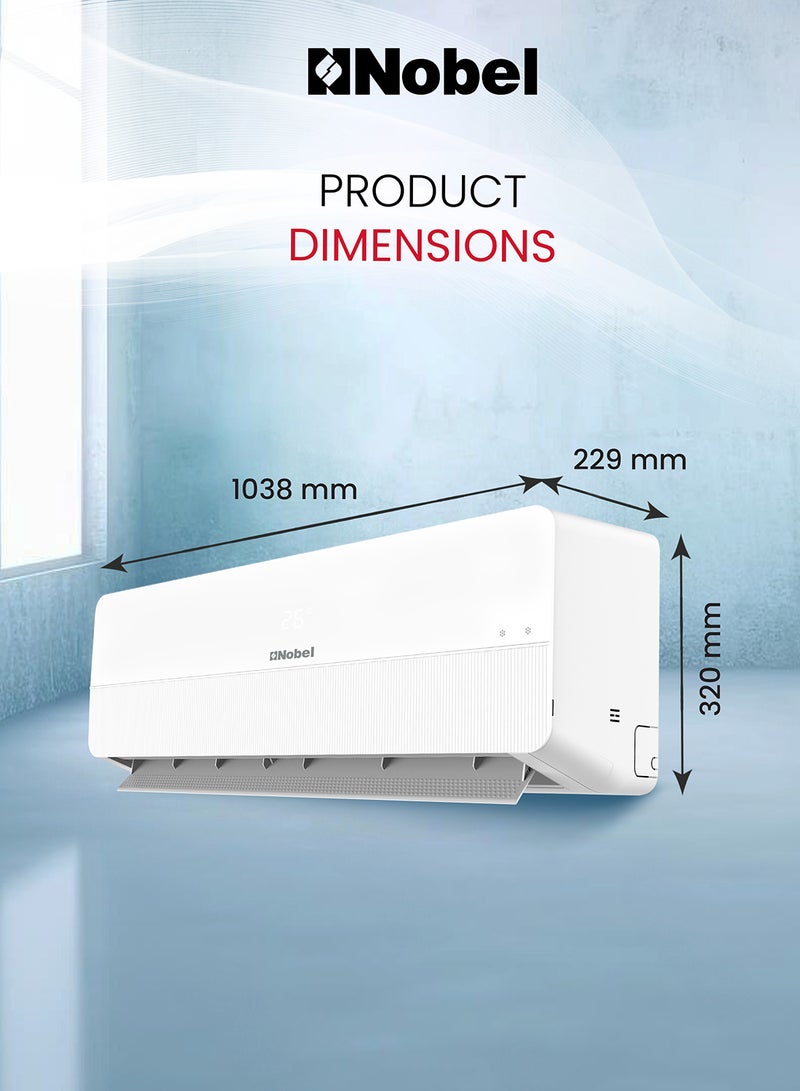 Nobel - 1.5 Ton Rotary Split AC, Energy Efficient Cooling Air Conditioner with T3 Tropical Rotary Compressor, R410A Gas, 4-Way Swing, 18000 BTU AC, Gold Fin Technology, Auto Restart, Best For Small Room And Office 1.5 TON, One year Warranty NSAC18T White - Image 1