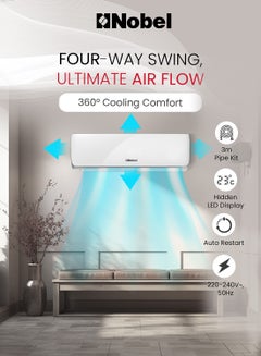 Nobel Split Ac 12000Btu T1 Rotary R410A Remote Control Series 0 With Pipe Kit NSAC12C White  - Image 5