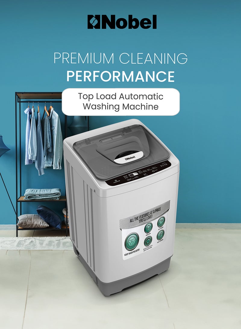 Nobel 4.5 KG Top Load Automatic, 8 Wash Program, Led Indicator, 670-700RPM Spin Speed, 10Ltr Water Level, Aluminum Motor Type, 50 x 50 x 84.5 cm NWM550RH Grey  - Image 2