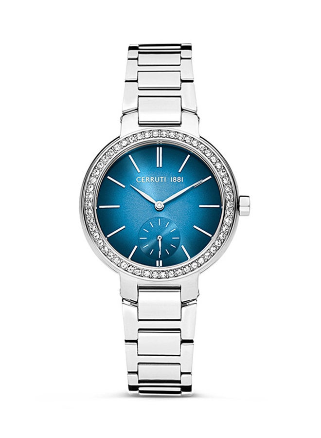 CERRUTI 1881 Women's Silver Round Shape Stainless Steel Analog Wrist Watch 34 mm CIWLG2225601 - Image 1