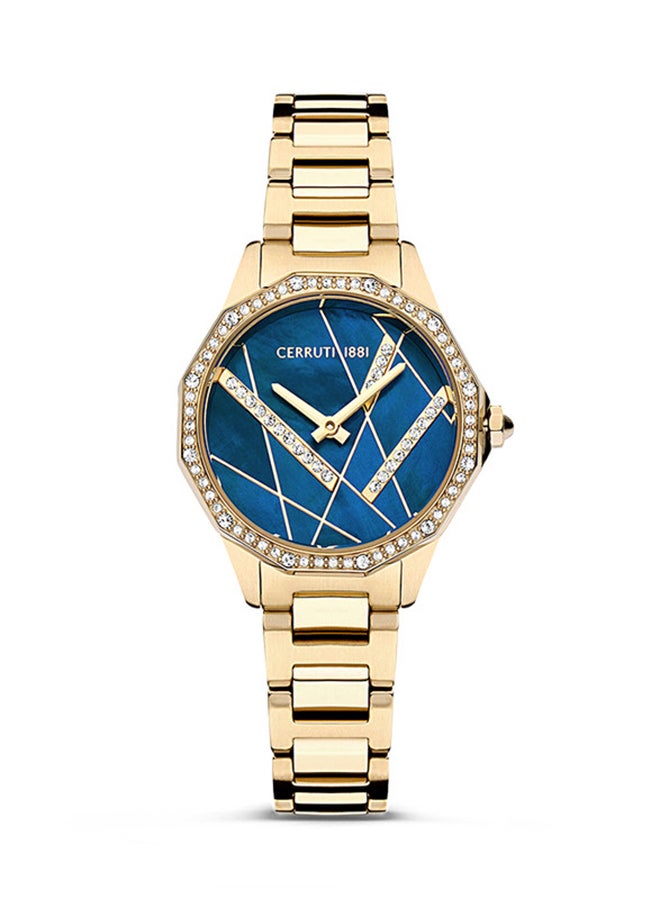 CERRUTI 1881 Women's Gold Round Shape Stainless Steel Analog Wrist Watch 30 mm CIWLG2225902  - Image 1