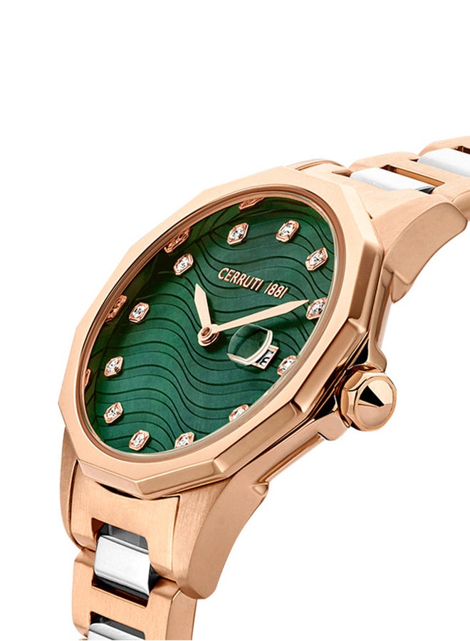 CERRUTI 1881 Women's Rose gold Round Shape Stainless Steel Analog Wrist Watch 30 mm CIWLG2232402  - Image 3