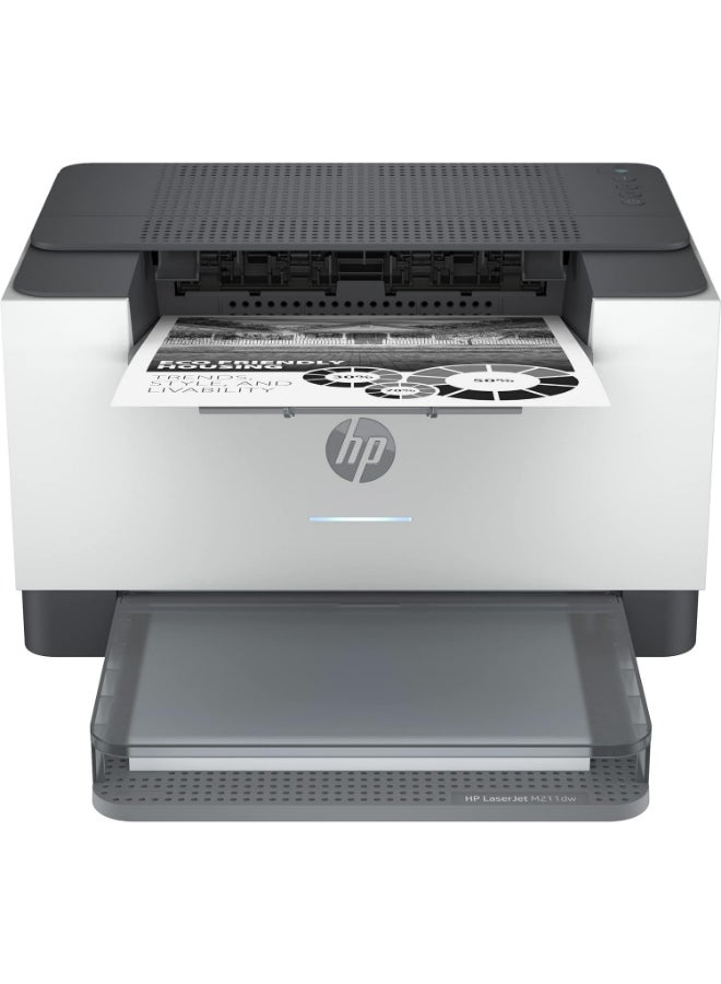 HP - Duplex LaserJet Printer M211Dw With Compact Size, Energy Efficiency, Dual-Band Wi-Fi, UpTo 29ppm, A4 Printing, USB Port, Ethernet Port & Smart Illuminated Buttons Grey - Image 1