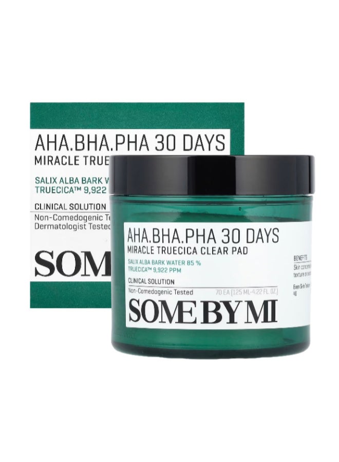 Some by Mi Aha Bha Pha, 30 Days Miracle Truecica Clear Pad, 70 Pads, 125 Ml Green 125ml  - Image 1