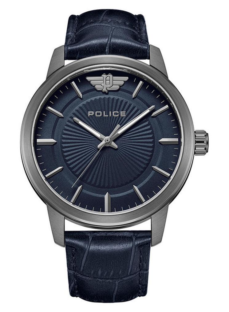 بوليس ساعة يد أنالوج بحزام جلد راهو PEWJA2227403 - 44 مم - أزرق - Image 1