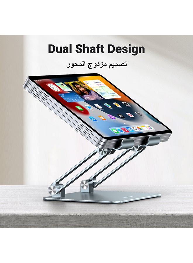 Metal iPad Stand Foldable iPad Holder Angle Adjustable Desk Tablet Stand Holder for All L170XW148XH45(mm) Tablets iPad Pro iPad Air iPad Mini Galaxy Tab S8 Ultra Silver