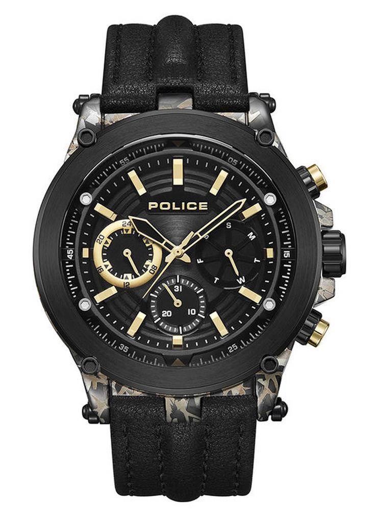بوليس ساعة يد Taman كرونوغراف بحزام جلدي PEWJF2226641 - 47 ملم - أسود - Image 1