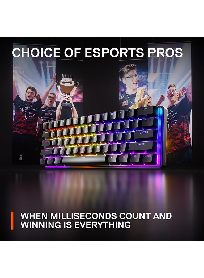 steelseries - Apex Pro Mini Wired Gaming Keyboard – 60% Form Factor, OmniPoint 2.0 Adjustable HyperMagnetic Switches, 0.7ms Response Time, 40 Levels of Per-Key Actuation, 100 Million Keystrokes, Detachable USB Type-C, 5 Custom Profiles, 32-Bit ARM Processor | 64820 - Image 1