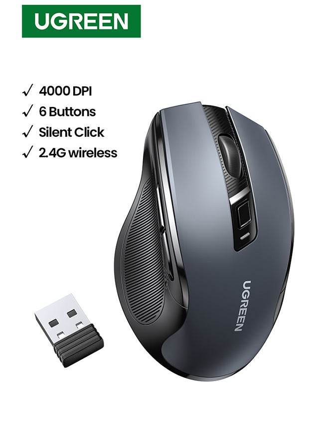 Ugreen Wireless Mouse Ergonomic Mice 2.4G USB Noiseless Portable Mouse for Laptop Tablet 5 DPI Adjustable Ultrafast Scrolling for PC HP Lenovo MacBook ASUS Dell Black 