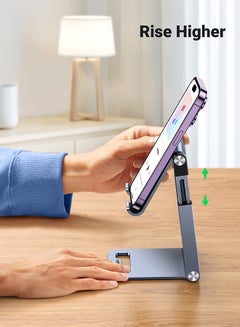 Ugreen Phone Stand, Premium Metal Phone Holder For Desk, Height Adjustable Mobile Stand Foldable Phone Holder Compatible With iPhone 16/15 Series, Samsung Galaxy S24 S23, Xiaomi, HONOR, Tablet/iPad Grey  - Image 2