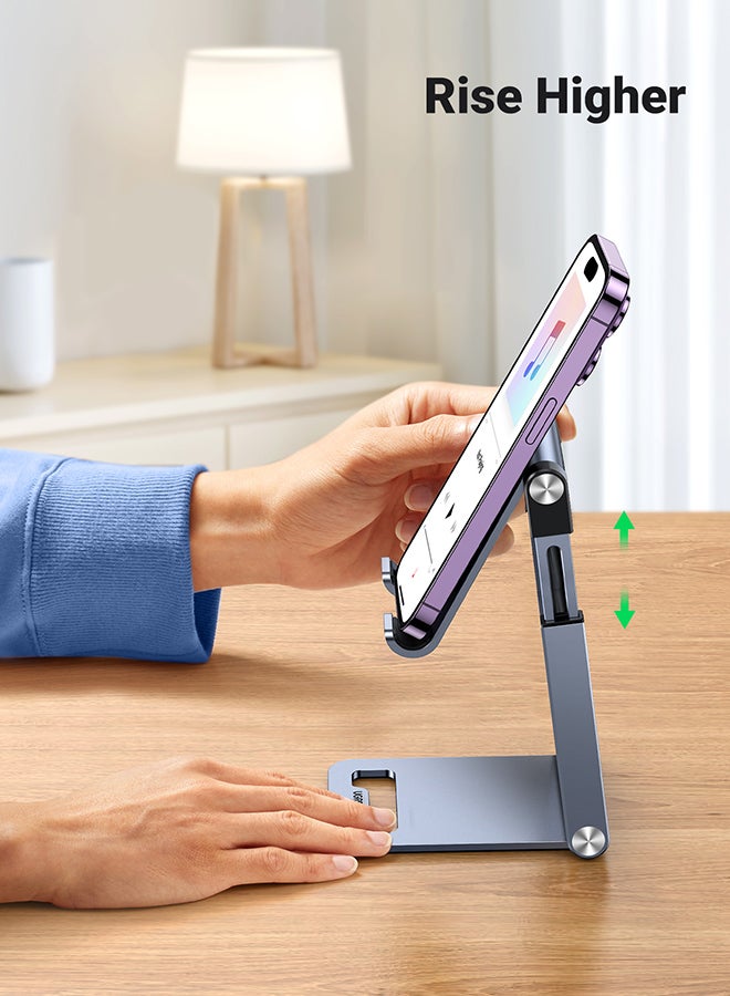 Ugreen Phone Stand, Premium Metal Phone Holder For Desk, Height Adjustable Mobile Stand Foldable Phone Holder Compatible With iPhone 16/15 Series, Samsung Galaxy S24 S23, Xiaomi, HONOR, Tablet/iPad Grey  - Image 2