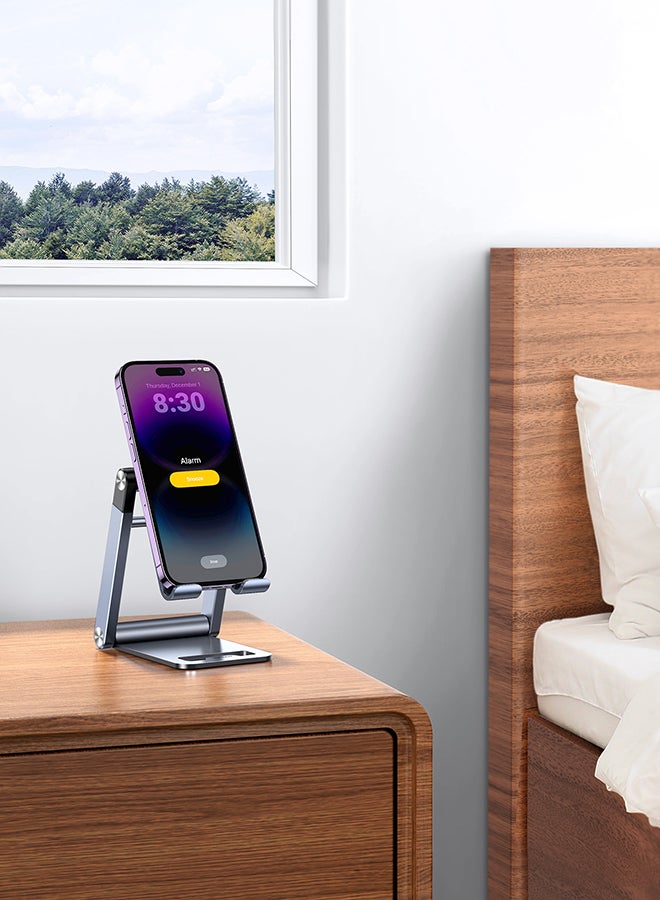 Ugreen - Phone Stand, Premium Metal Phone Holder For Desk, Height Adjustable Mobile Stand Foldable Phone Holder Compatible With iPhone 16/15 Series, Samsung Galaxy S24 S23, Xiaomi, HONOR, Tablet/iPad Grey - Image 1