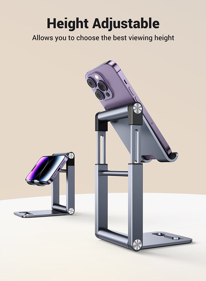 Ugreen - Phone Stand, Premium Metal Phone Holder For Desk, Height Adjustable Mobile Stand Foldable Phone Holder Compatible With iPhone 16/15 Series, Samsung Galaxy S24 S23, Xiaomi, HONOR, Tablet/iPad Grey - Image 1
