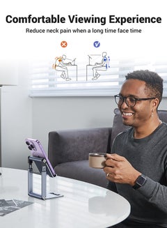 Ugreen Phone Stand, Premium Metal Phone Holder For Desk, Height Adjustable Mobile Stand Foldable Phone Holder Compatible With iPhone 16/15 Series, Samsung Galaxy S24 S23, Xiaomi, HONOR, Tablet/iPad Grey  - Image 5
