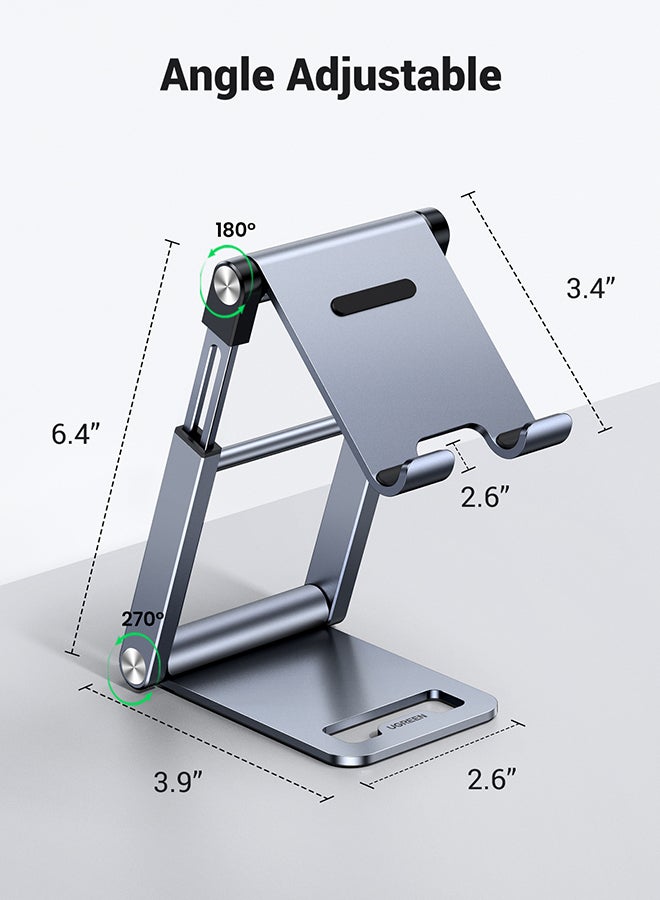 Ugreen - Phone Stand, Premium Metal Phone Holder For Desk, Height Adjustable Mobile Stand Foldable Phone Holder Compatible With iPhone 16/15 Series, Samsung Galaxy S24 S23, Xiaomi, HONOR, Tablet/iPad Grey - Image 1