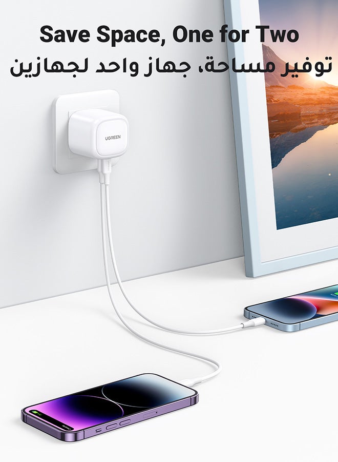 Ugreen - PD 40W USB C Charger Foldable iPhone 15 Pro Max Charger 20W 2-Port iPad Fast Charger Type C Wall Plug Dual USB-C Samsung Charger PD Fast Charging Adapter Foldable Charger USB C Plug Phone Charger White - Image 1