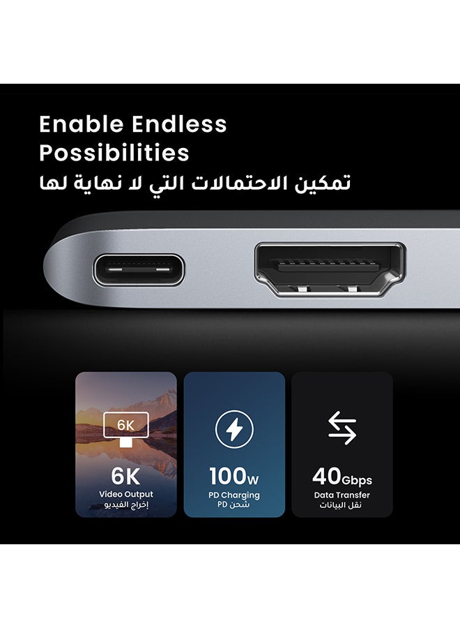 Ugreen - USB-C Multifunction Adapter made for Macbook Air/Pro 6-In-1 USB-C Adapter with 4K HDMI, Thunderbolt 3 Type-C Port, SD TF Card Reader, 2*USB 3.0 Compatible for Macbook Air/Pro M1 2021/2020/2019 Silver - Image 1