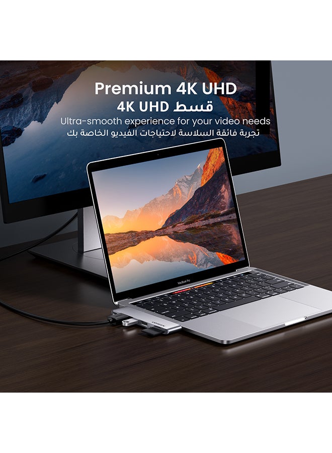 Ugreen - USB-C Multifunction Adapter made for Macbook Air/Pro 6-In-1 USB-C Adapter with 4K HDMI, Thunderbolt 3 Type-C Port, SD TF Card Reader, 2*USB 3.0 Compatible for Macbook Air/Pro M1 2021/2020/2019 Silver - Image 1
