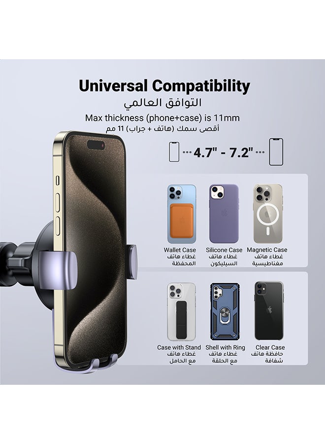 Ugreen - Car Phone Holder, Car Holder for Air Vent with Gravity Auto Lock Car Mobile Holder Adjustable Car Mount Compatible with iPhone 15/14/13/12 Series, Galaxy S22 S21 Z Flip 4 5 space grey - Image 1