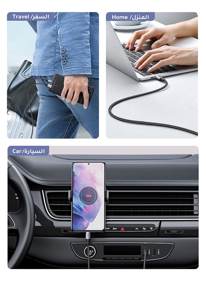 يو جرين - كابل بيانات من USB A إلى USB Type C بسلك مضفر من النايلون عالي الجودة بطول مترين متوافق مع أجهزة سامسونج جالاكسي وماك بوك برو وهواوي ميت بوك برو وآي باد ميني 6 لون أسود - Image 1