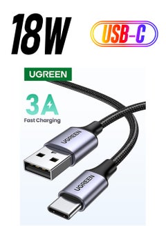Ugreen Type C Cable 2M A to USB C Data Cord Premium Nylon Braided Wire for Samsung Galaxy MacBook Pro Huawei MateBook Pro iPad Mini 6 Black  - Image 1