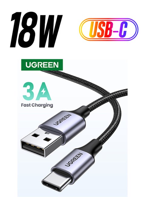 Type C Cable 2M A to USB C Data Cord Premium Nylon Braided Wire for Samsung Galaxy MacBook Pro Huawei MateBook Pro iPad Mini 6 Black