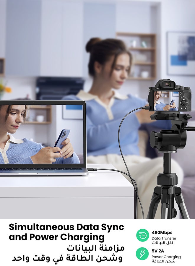 يو جرين - كابل USB صغير من USB 2.0 Type A إلى ميني B لكاميرا جو برو هيرو 3 بلس، وكاميرا هيرو بدقة عالية الوضوح، وأذرع تحكم بلايستيشن 3، والهواتف الخلوية، ومشغلات MP3، وكاميرات لوحة العدادات، والكاميرات الرقمية، وجهاز استقبال نظام تحديد المواقع لون أسود - Image 1