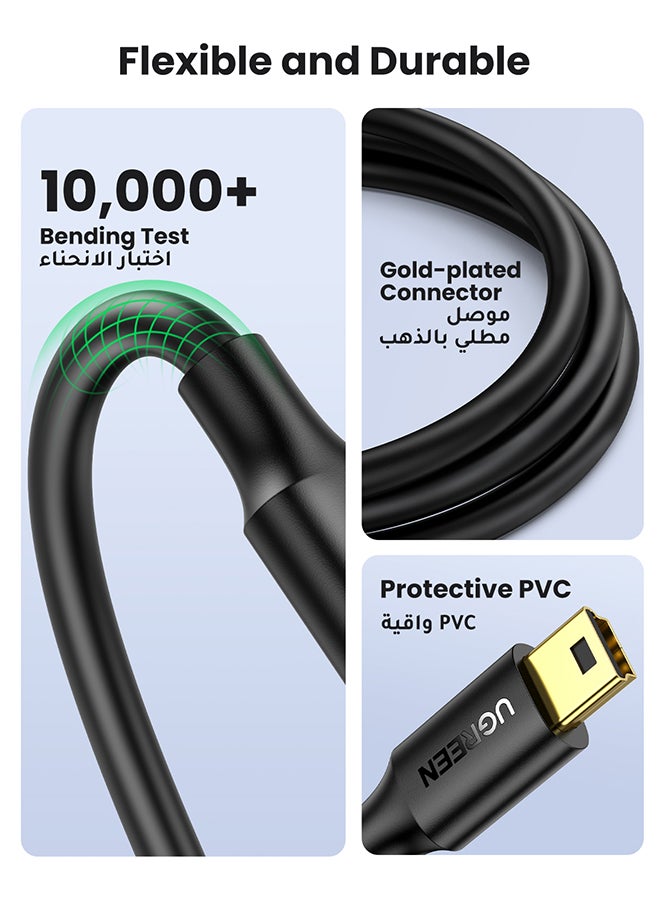 كابل USB صغير من USB 2.0 Type A إلى ميني B لكاميرا جو برو هيرو 3 بلس، وكاميرا هيرو بدقة عالية الوضوح، وأذرع تحكم بلايستيشن 3، والهواتف الخلوية، ومشغلات MP3، وكاميرات لوحة العدادات، والكاميرات الرقمية، وجهاز استقبال نظام تحديد المواقع لون أسود - pnsku/N53340828A/45/_/1713689543/33064eba-c5fc-438f-9f4b-2c22e3949a0e