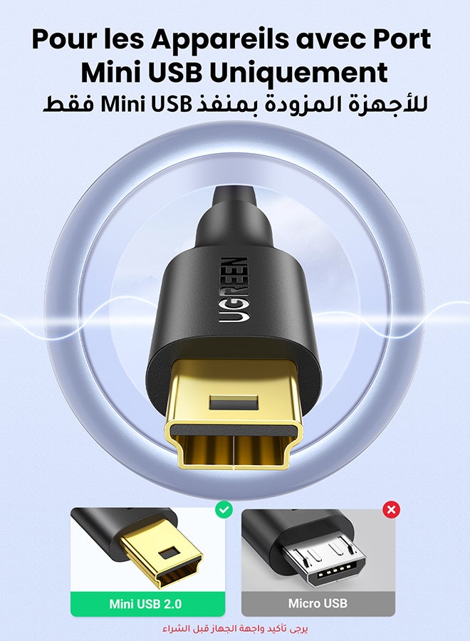 يو جرين - كابل USB صغير من USB 2.0 Type A إلى ميني B لكاميرا جو برو هيرو 3 بلس، وكاميرا هيرو بدقة عالية الوضوح، وأذرع تحكم بلايستيشن 3، والهواتف الخلوية، ومشغلات MP3، وكاميرات لوحة العدادات، والكاميرات الرقمية، وجهاز استقبال نظام تحديد المواقع لون أسود - Image 1