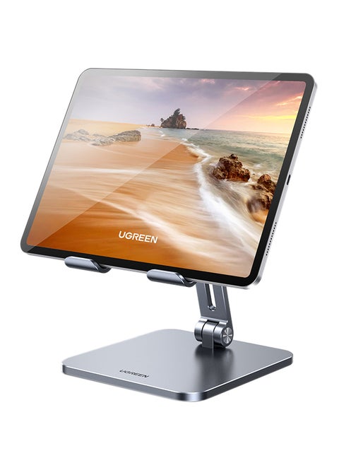 Metal iPad Stand Foldable Tablet Stand iPad Holder Stand Adjustable Mobile Phone Holder for iPad Pro 2021 iPad Air 4 iPad mini iPhone 14/14 Plus/14 Pro/14 Pro Max/13 Pro Max Samsung Galaxy Tab S7 etc Grey