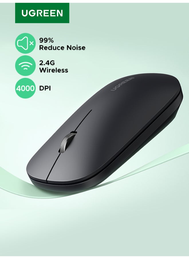 Ugreen Wireless Mouse Silent Computer Mice Slim Portable for Laptop with 2.4G USB Adapter Ultrafast Scrolling 4 Adjustable DPI Compatible with PC HP Lenovo ASUS Dell | Black - Image 1