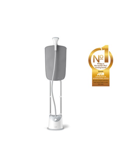 Philips Easy Touch Stand Steamer - 1800W, 35g/min Continuous Steam, 1.4L, 3 Steam Settings, Style Ironing Mat, Grey/White - GC487/86 1.4 L 1800 W GC487/86 White