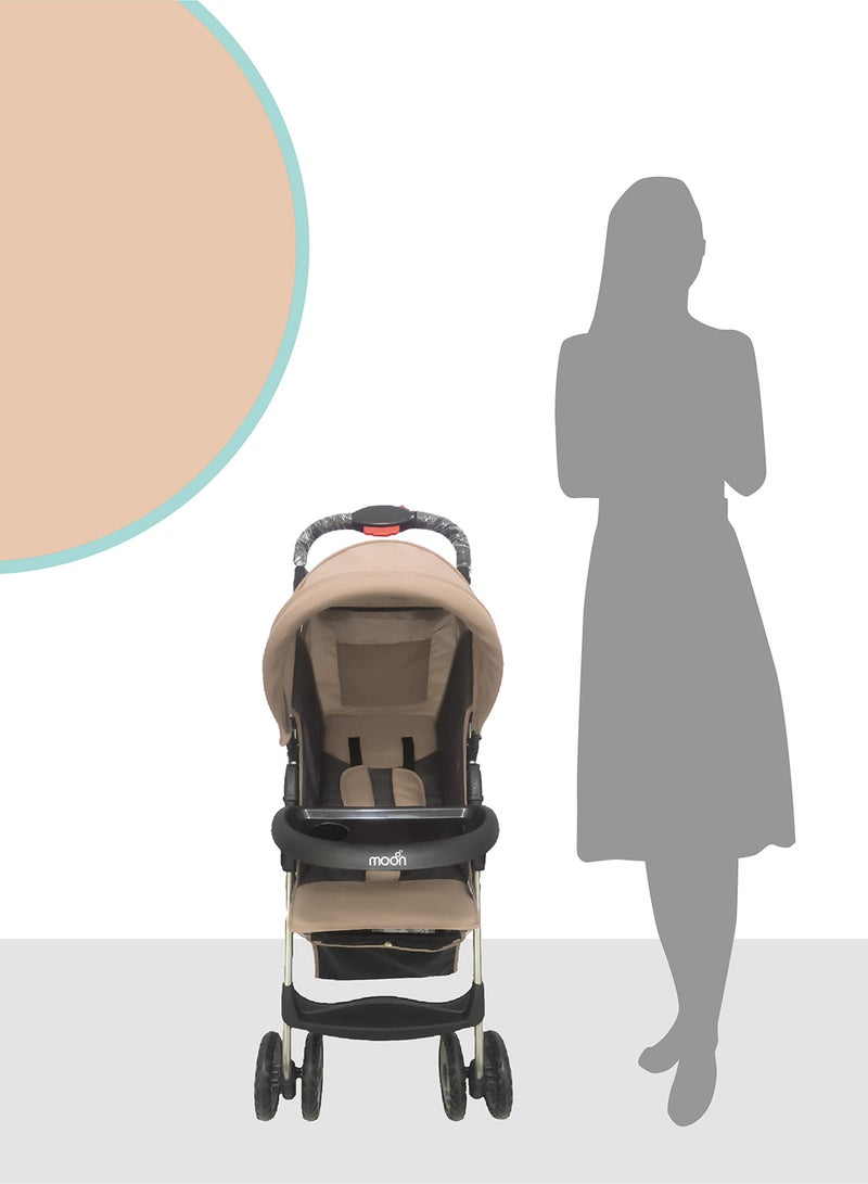 Moon Easy  One Hand Fold Stroller, Multi-Postion Reclining Seat For Infant  - Biege  - Image 4