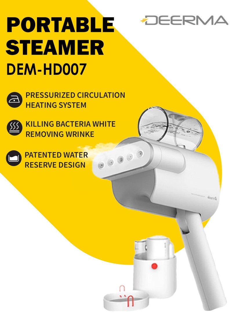 Deerma Portable Handheld Steamer – 100ml Capacity, High-Power Performance, Lightweight & Compact Design, Ideal for Quick Wrinkle Removal, Garment Care, and Travel-Friendly Use 100 ml 999 W HS007 White  - Image 1