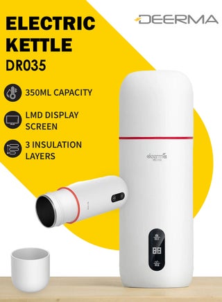 Portable Electric Water Bottle, Kettle Thermos with LED Temperature Control and Double-Layer Heat Insulation Design, On-Screen Touch Control, Automatic Monitoring IMD Real-Time Water Temperature 350 ml 300 W DR035 White - pnsku/N53341839A/45/_/1744902433/3a733422-6a81-466c-9917-694893c9346f