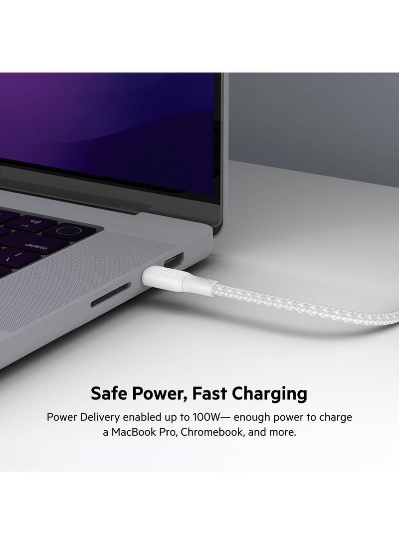Braided USB-C 2.0 100W Cable 2M White