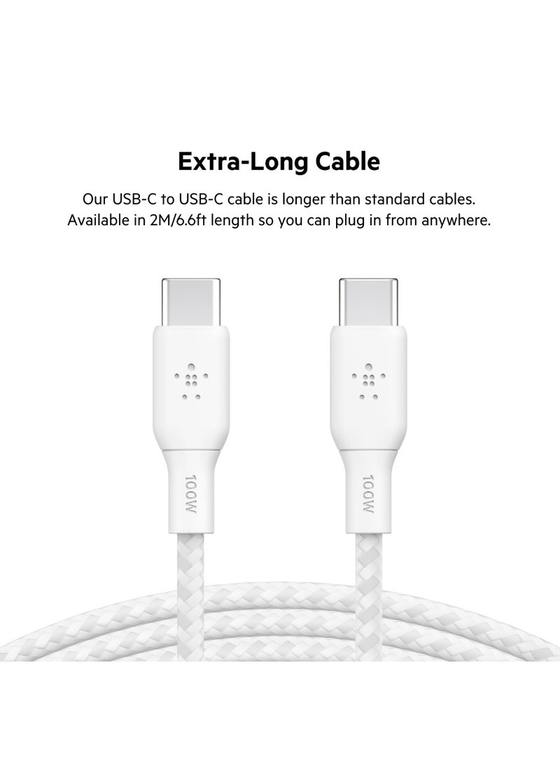 Braided USB-C 2.0 100W Cable 2M White