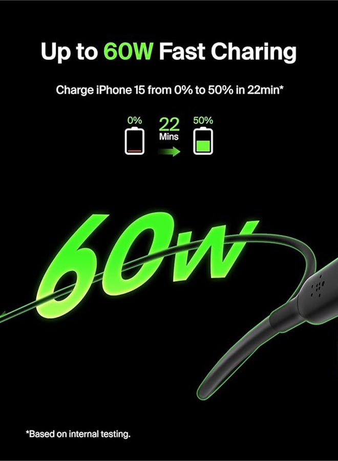 belkin - BoostCharge USB-C to USB-C fast charger cable, USB type C charger cable fast charging for iPhone 16, 15, Samsung Galaxy S24, S23, Pixel, iPad, MacBook, Nintendo Switch and more - 1m, Black Black - Image 1
