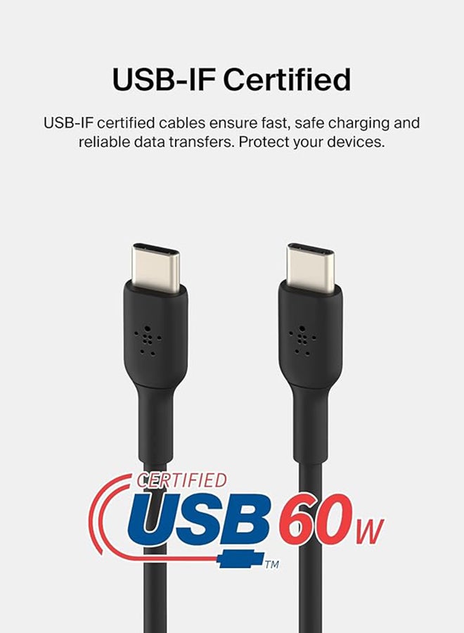 belkin - BoostCharge USB-C to USB-C fast charger cable, USB type C charger cable fast charging for iPhone 16, 15, Samsung Galaxy S24, S23, Pixel, iPad, MacBook, Nintendo Switch and more - 1m, Black Black - Image 1