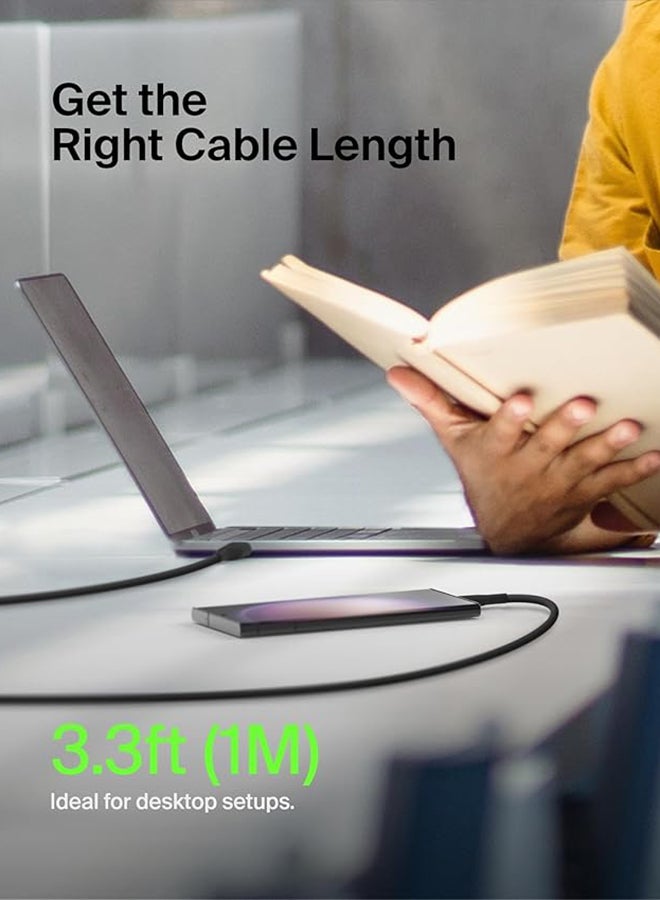 belkin - BoostCharge USB-C to USB-C fast charger cable, USB type C charger cable fast charging for iPhone 16, 15, Samsung Galaxy S24, S23, Pixel, iPad, MacBook, Nintendo Switch and more - 1m, Black Black - Image 1