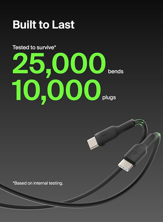 belkin - BoostCharge USB-C to USB-C fast charger cable, USB type C charger cable fast charging for iPhone 16, 15, Samsung Galaxy S24, S23, Pixel, iPad, MacBook, Nintendo Switch and more - 1m, Black Black - Image 1