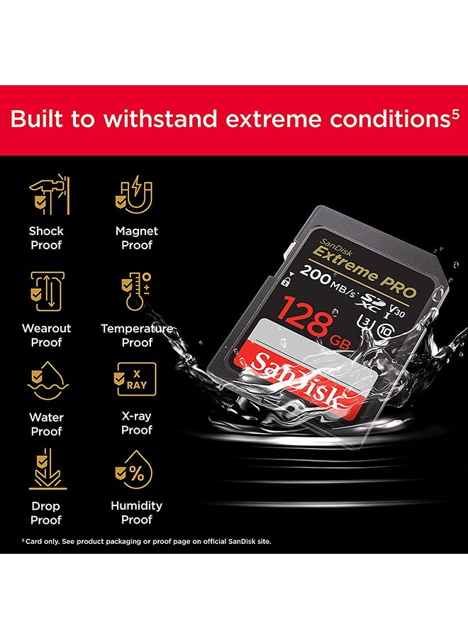 Sandisk - 128GB Extreme PRO SDXC card + RescuePRO Deluxe, up to 200MB/s, UHS I, Class 10, U3, V30 SDSDXXD 128G GN4IN 128 GB - Image 1