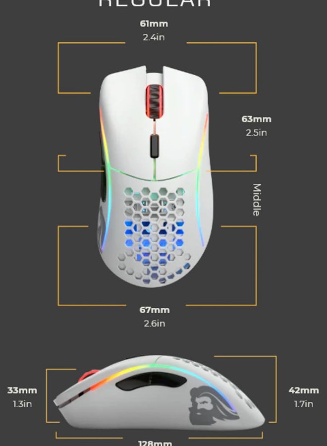 Glorious - Glorious PC Gaming Race Model USB D Wireless Gaming Mouse - RGB 69g Lightweight Ergonomic Wireless Gaming Mouse (Matte White) - Image 1